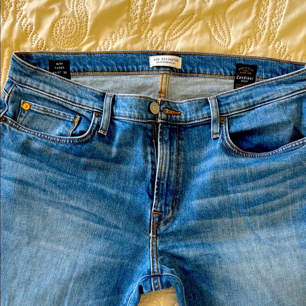 Blue Slim Taper Jeans by Ace Rivington, 36x28